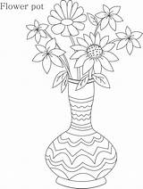 Pot Flower Coloring Vase Drawing Flowers Printable Kids Pencil Pots Shading Print Draw Drawings Pages Simple Vases Potted Pdf Sketches sketch template