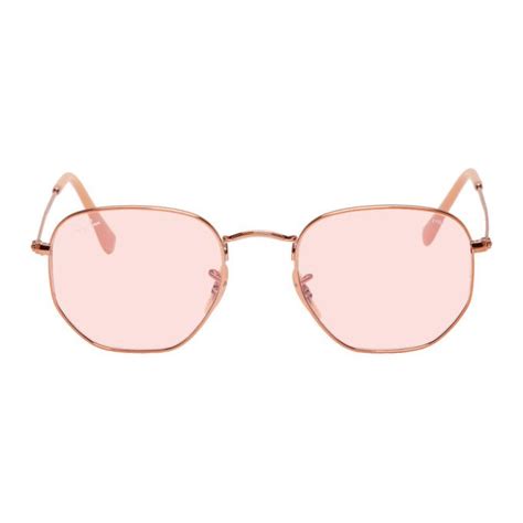 ray ban ray ban pink hexagonal evolve sunglasses modesens metal