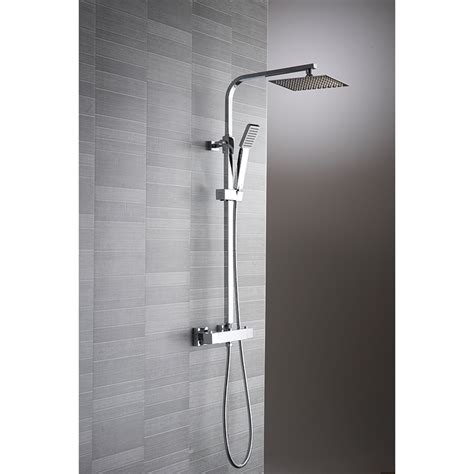 Ebony Square Thermostatic Shower And Riser Kit Thermostatic Showers