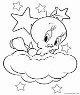 Tweety Bird Coloring Pages Coloring4free Clouds Stars Related Posts Printable sketch template