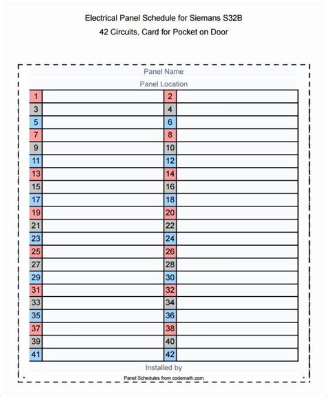 electrical panel schedule template excel printable word searches