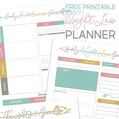 weight loss planner printable  cottage market