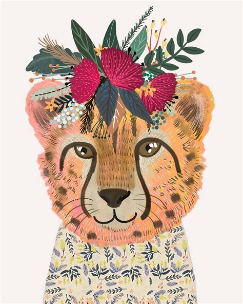 delightful illustrations  animals wearing flower crowns  mia charro