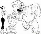 Coloring Pages Popeye Bluto Punching E195 Printable Online Info sketch template