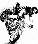 Stunt Motorcycle Stock Coloring Street Dirt Pages Wheelie Template Vector Daredevil Stick Figure Man People Motocross Rider sketch template
