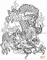 Dragon Coloring Chinese Pages Printable Dragons Adults Sheet Line Drawing Fantasy Tattoo Kids Beautiful Paper sketch template