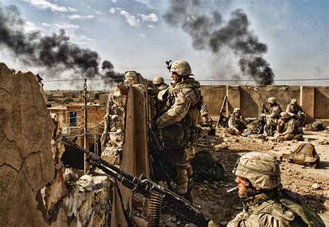 iraq  marines occupy  rooftop    battle  fallujah fallujah iraq