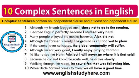 complex sentence examples