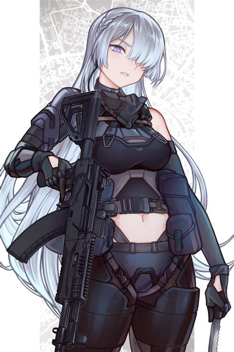 safebooru 1girl ak 15 ak 15 girls frontline assault rifle breasts