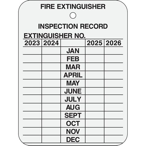 fire extinguisher inspection tags template printable templates