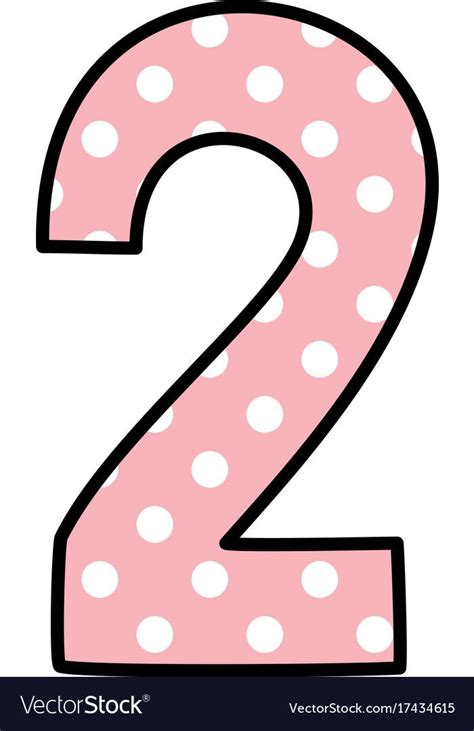 Number 2 With White Polka Dots On Pastel Pink Vector Image Hot Sex