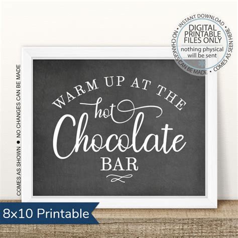 printable hot chocolate bar sign snowbound print