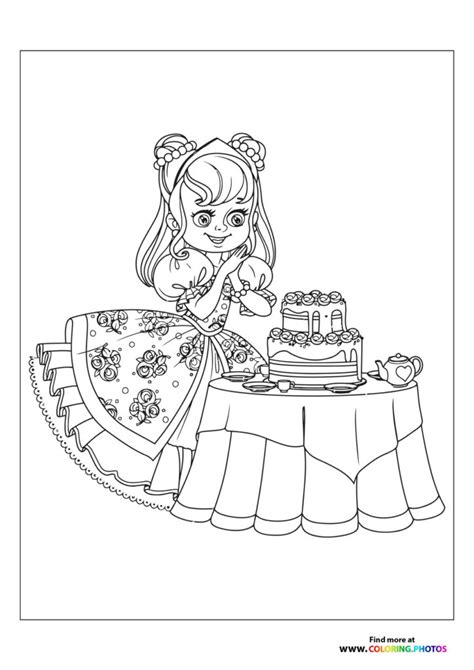 princess  cake coloring pages  kids