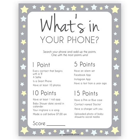 whats   phone game grey yellow printable baby shower games