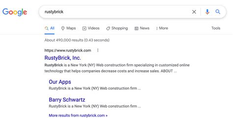 google search showing  sitelinks