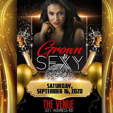Grown And Sexy Party Flyer Template Edit Online 5x7 Etsy
