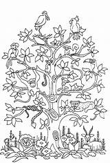 Coloring Tree Adult Animals Pages Trees Birds Bird Monkey Printable Snake Adults Monkeys Butterflies Difficult Lives Snakes Tress Color Kids sketch template