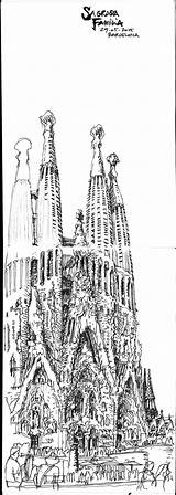 Sagrada Familia Gaudi Monument Barcelone Sketching sketch template