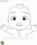 Cocomelon Coloring Pages Characters Wonder sketch template