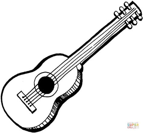acoustic guitar coloring page  printable coloring pages