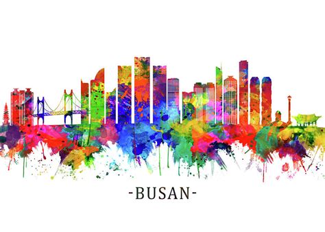 Busan South Korea Skyline Mixed Media By Nextway Art Fine Art America