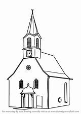 Church Building Draw Drawing Clipart Drawings Step Easy Christianity Sketch Coloring Kids Template Build Tutorials Sketches Clip Learn Steeple Collection sketch template