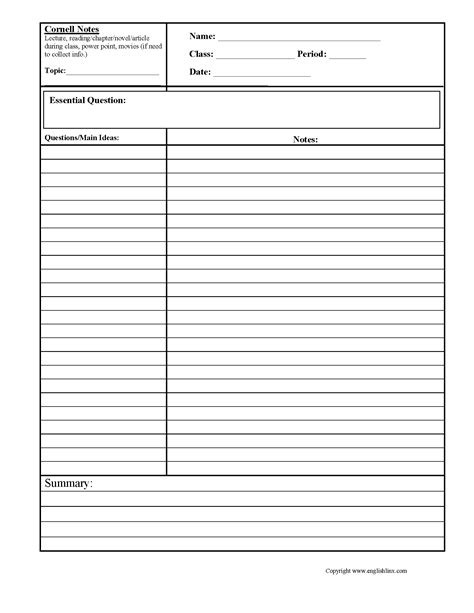 images  note  worksheets cornell note sheet template