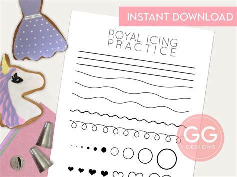 royal icing practice sheet digital  printable etsy canada