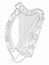Harp Coloring Harfa Kolorowanka Irlandzka Supercoloring Kategorii Designlooter Vectorified sketch template