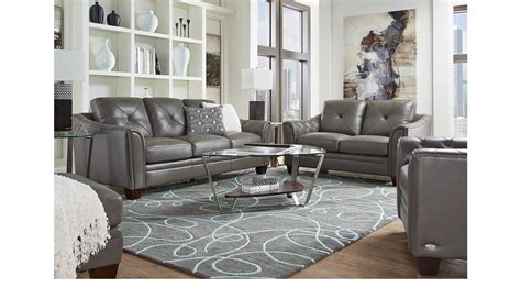 marcella gray leather  pc living room classic