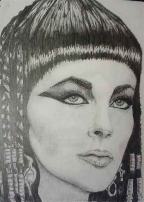 Elizabeth Taylor Cleopatra 1963 Pencil Drawing