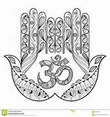 Coloring Hand Hamsa Pages Adult Henna Zentangle Tattoo Tribal Ethnic Doodle Ornamental Drawn Protection Style Vector Dreamstime Mantra sketch template