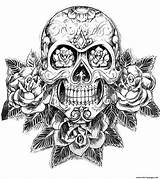 Pages Hard Coloring Skull Adult Difficult Tatoo Sugar Printable Print Book sketch template
