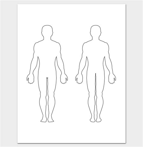 body outline front    printable worksheet drawing