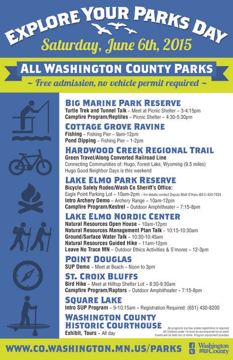 explore  parks day flyer county park washington county list