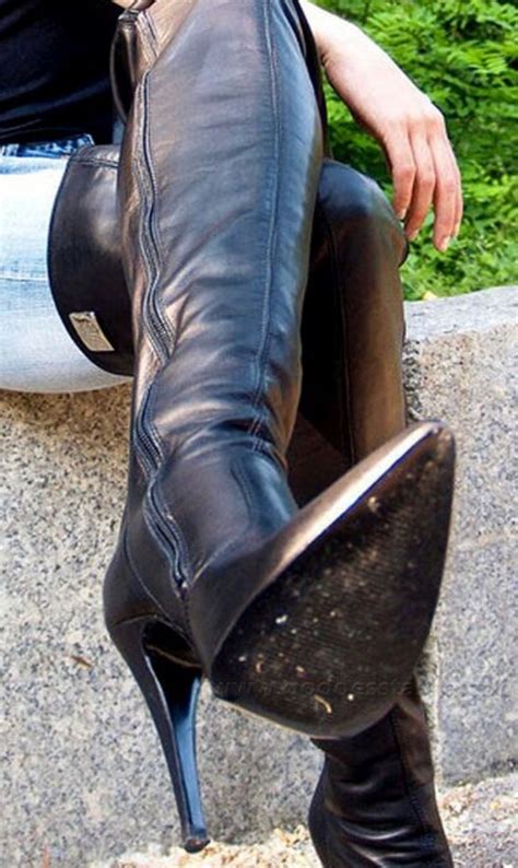 leather thigh high boots black high boots leather boots heels heeled
