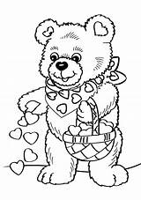Coloring Valentine Heart Hearts Pages Bear Kids sketch template