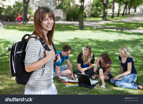 portrait young college girl college campus stock photo  shutterstock