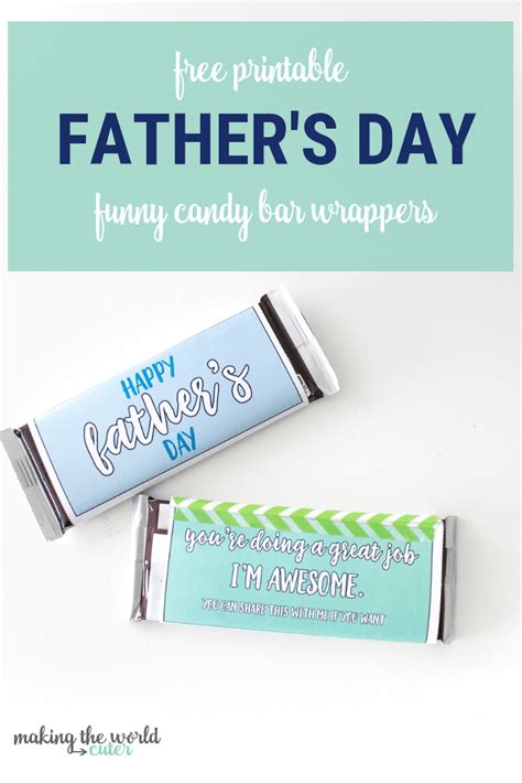 fathers day candy bar wrappers easy  funny gift idea