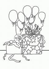 Birthday Coloring Balloons Pages Gifts Kids Happy Wuppsy Holiday sketch template