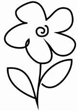 Flower Simple Coloring Drawing Pages Flowers Drawings Easy Kids Craft Sketches sketch template