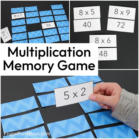 printable multiplication tables memory game frugal fun  boys  girls