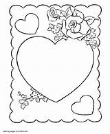 Coloring Pages Valentine Cards Valentines Printable Roses Hearts Beautiful Color Print Quotes Heart Parchment Cartoon Books Holidays Quotesgram Borders Kids sketch template