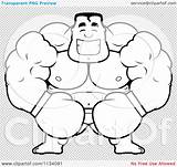 Cartoon Beefcake Buff Illustration Bodybuilder Muscular Lineart Competitor Giving Two Thumbs Royalty Clipart Vector Thoman Cory Outlined Boxer Happy Coloring sketch template