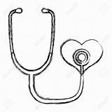 Stethoscope Coloring Drawing Heart Pages Template Sketch Clipartmag sketch template