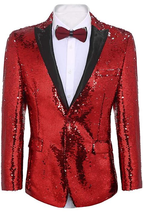 Coofandy Shiny Sequins Suit Jacket Blazer One Button Tuxedo For Party