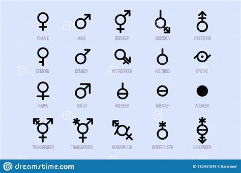 set of gender symbols sexual orientation signs stock