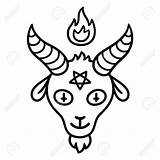 Baphomet Satan Satanic Cartoon Hoofd Gotisch Esoterisch Teken Demonische Irmirx sketch template