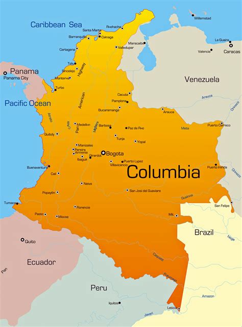 cities map  colombia orangesmilecom