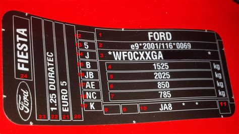 fiesta  facelift bj  fahrzeug identifikationsschild